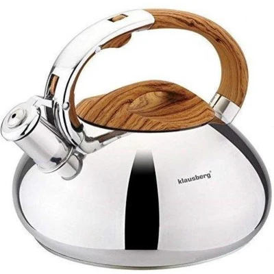 Afbeelding van Kinghoff 3274 Fluitketel RVS 3 liter houten handvat