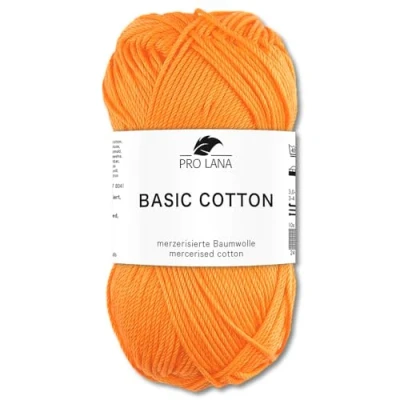 Afbeelding van Frida&#039;s Wollhaus Pro Lana Basic katoenen wol voor breien, haken, 50 g, 64 kleuren (28, lichtoranje)
