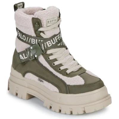 Afbeelding van Buffalo Aspha COM1 WARM Snowboots, Dames, Maat: 37, Khaki/cream Textiel/ synthetisch