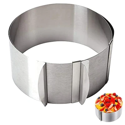 Afbeelding van Taartring rond, verstelbaar, dessertringen, roestvrij staal, vervanging ideaal voor taartcreaties, uittrekbaar diameter van 16 tot 30 cm, zilver