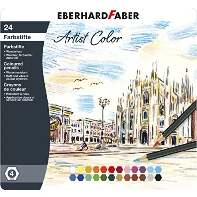 Afbeelding van kleurpotloden Eberhard Faber Artist Color metaaletui a 24 stuks