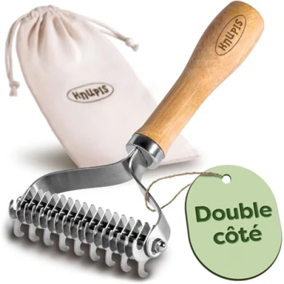 Afbeelding van Hondenborstel van bamboe, effectieve verwijdering ondervacht, duurzaam hout, FSC® N004317 gecertificeerd, zachte verzorging, voor honden en katten