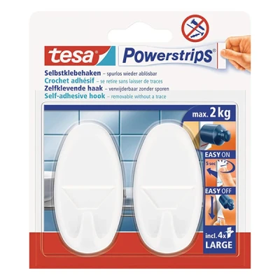 Image de tesa Powerstrips chrochets LARGE, ovale, blanc