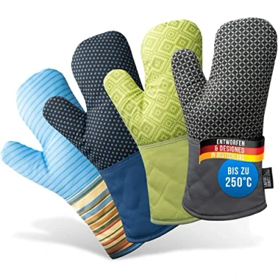 Afbeelding van LauterSchutz® Ovenwanten per paar met siliconen coating voor optimale grip en hittebestendigheid (contactwarmte: 250C) in diverse kleuren (Grijs)
