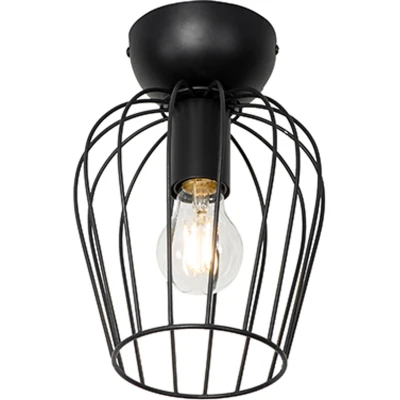Afbeelding van QAZQA palica Moderne Plafondlamp 1 lichts Ø 18.5 cm Zwart Woonkamer Slaapkamer Keuken