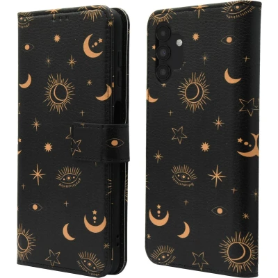 Afbeelding van iMoshion Hoesje Geschikt voor Samsung Galaxy A13 (5G) Met Pasjeshouder Design Bookcase smartphone Zwart / Sky Black