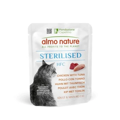 Afbeelding van 6x 50g Almo Nature HFC Sterilised kip met tonijn natvoer voor katten