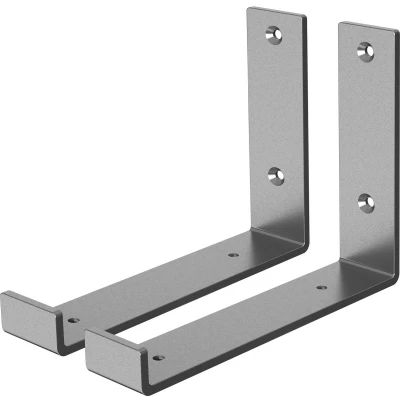 Afbeelding van Plankdrager 2 stuks 20x4x14 cm grijs metaal 5 mm gat ML Design