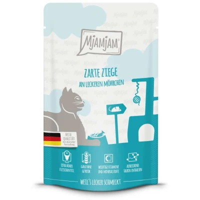 Afbeelding van 12x125g MjAMjAM Quetschie Geit nat kattenvoer