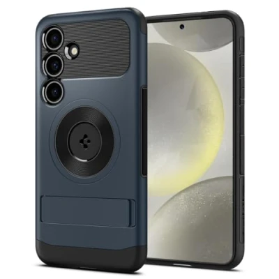 Afbeelding van Spigen Slim Armor MagFit Hoesje Geschikt voor Samsung Galaxy S24 Back Cover Compatibel met MagSafe Standaard Air Cushion technologie Metal Slate