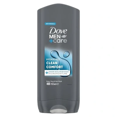 Afbeelding van Dove Men+Care Clean Comfort 3 in 1 douchegel voor lichaam, gezicht en haar, 24 uur verzorgingseffect, 6 x 400 ml