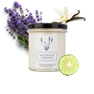 Afbeelding van Hagi Mysterious Lavender Natuurlijke Sojakaars Geurkaars Vegan Etherische Olie