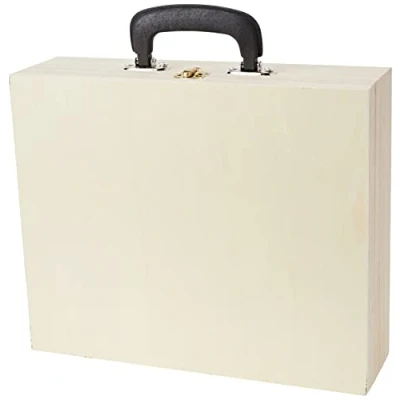 Afbeelding van Houten Koffer 33x27x9 cm Pyrograveren Hobbymateriaal Decopatch Geschenk