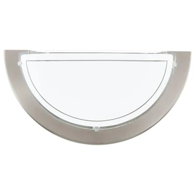 Afbeelding van Eglo Wandlamp Planet 1, 1 lichts, modern, wandverlichting voor binnen van metaal en glas, woonkamerlamp in mat nikkel, wit, hallamp halfrond met E27 fitting