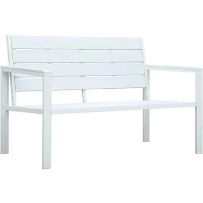 Afbeelding van vidaXL Tuinbank hout look 120 cm HDPE wit