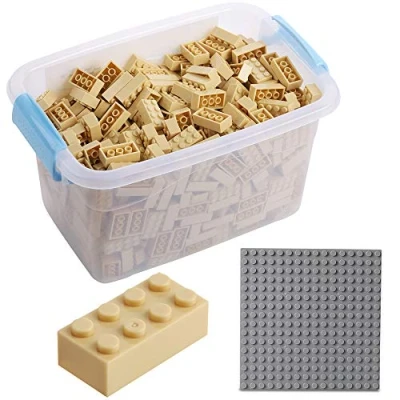 Afbeelding van Katara Bouwstenen, 520 stuks, compatibel met alle andere fabrikanten, inclusief doos en grondplaat, beige