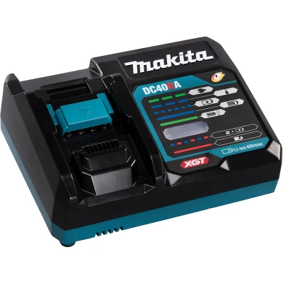 Afbeelding van Makita Oplader Dc40ra Snellader met Koelventilator Compatibel LXT Accu&#039;s Mogelijke Muurbevestiging LED verlichting Zwart/Blauw