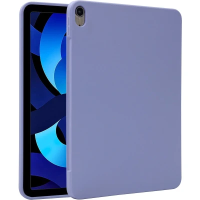 Afbeelding van Accezz Tablet Hoes Geschikt voor iPad Air 4 (2020) /iPad 11 inch (2024) M2 / 5 (2022) Liquid Silicone Backcover met penhouder Lila /Lila