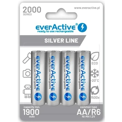 Afbeelding van 4x everActive Ni MH R6 AA 2000 mAh Silver Line BL170
