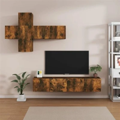 Afbeelding van vidaXL 7 delige Tv meubelset bewerkt hout gerookt eikenkleurig