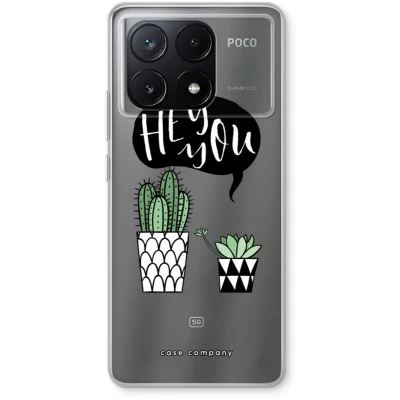 Afbeelding van Case Company® hoesje geschikt voor Xiaomi Poco X6 Pro Hey you cactus Soft Cover Telefoonhoesje Bescherming aan alle Kanten en Schermrand
