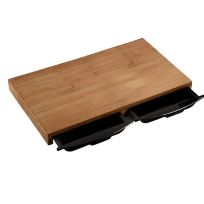 Afbeelding van KESPER Snijplank met 2 opvangbakken, materiaal: bamboe, kunststof (ABS), afmetingen: 50 x 28,5 4,5 cm, kleur: bruin, zwart 59357