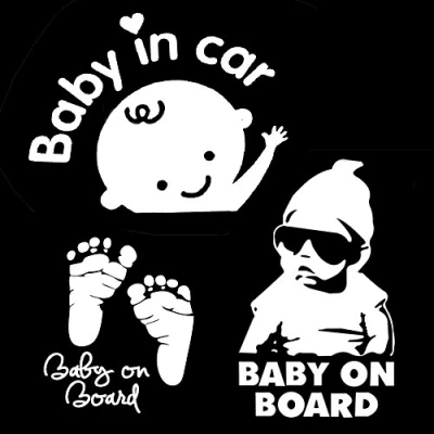 Afbeelding van Set van 3 Baby on Board stickers (Baby in Car)