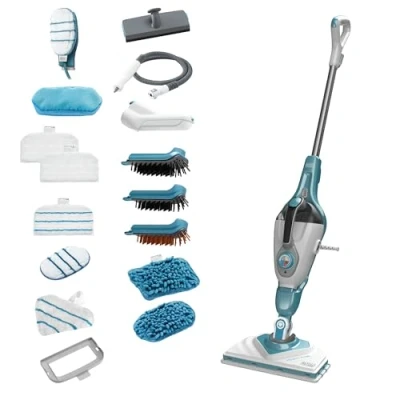 Afbeelding van BLACK+DECKER BHSM1615DAM QS stoommop 2 in 1 1600W Inclusief accessoires Wit/blauw