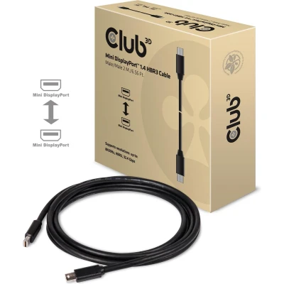 Afbeelding van club3D Mini DisplayPort Aansluitkabel stekker, stekker 2.00 m Zwart CAC 1164 Ultra HD