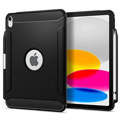 Afbeelding van Spigen Rugged Armor Hoesje Geschikt voor Apple iPad 10.9 (2022) Back Cover Zwart