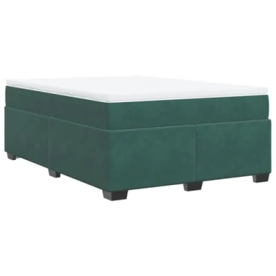 Afbeelding van vidaXL Boxspring met matras fluweel donkergroen 160x200 cm