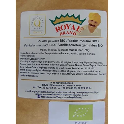 Afbeelding van biologisch vanillepoeder / gemalen biologische vanille 50 g vrij van pesticiden en gewasbeschermingsmiddelen