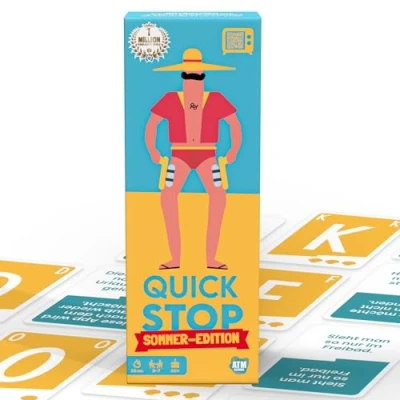 Afbeelding van ATM Gaming Quickstop Het letterduel Zomereditie Kaartspel voor tieners en volwassenen Snel gek 2 tot 7 spelers vanaf 10 jaar Familiespel