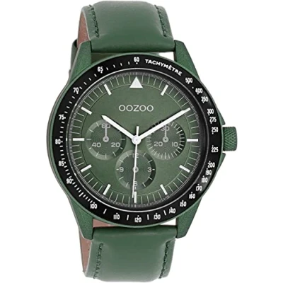 Afbeelding van OOZOO Timepieces Donker groene horloge met leren band C11111
