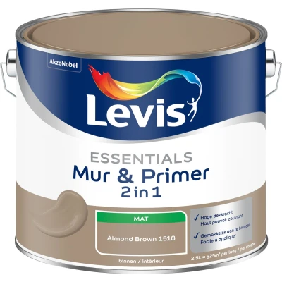 Afbeelding van Levis Essentials Mur &amp; Primer Almond Brown 1518 2,5 L