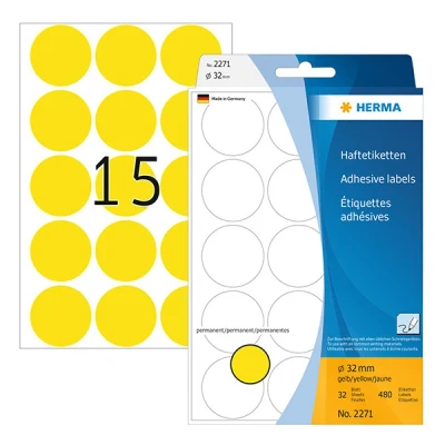 Image de HERMA étiquettes multi usage, diamètre: 32 mm, jaune rond, grand paquet contenu: 480 pièces 2271