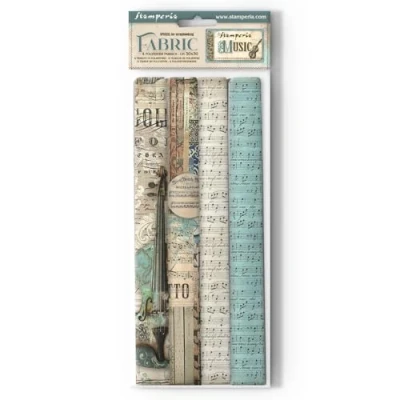 Afbeelding van Stamperia Music 12x12 Inch Fabric Sheets (4pcs) (SBPLT38)
