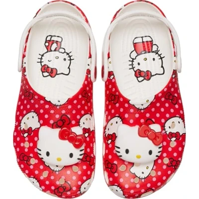 Afbeelding van Crocs, Unisex, Pantoffels, K&#039;s HelloKittyRed Klassieke Klomp, Wit, (29)