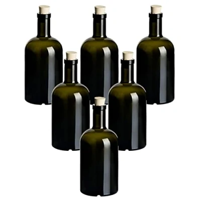 Afbeelding van gouveo Set van 6 500 ml klassieke antieke Glazen flessen met dop lege 0,5 l om te vullen fles voor likeuren, azijn en olie