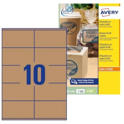 Afbeelding van AVERY Zweckform naturel bruine etiketten, 210 x 297 mm