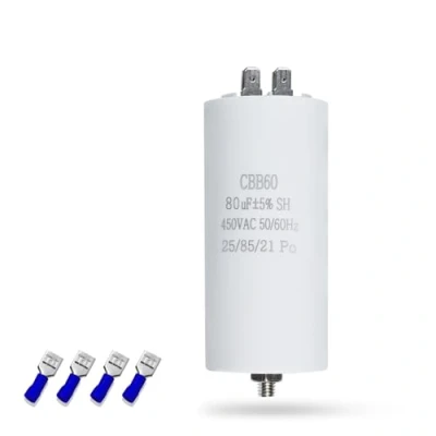 Afbeelding van Iruihoo CBB60 Motorcondensator 80 µF, 450 V condensator 50/60 Hz startcondensator uF M8 aansluiting voor elektromotor