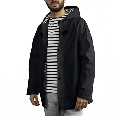 Afbeelding van Breizh Ocean Waterdichte regenjas van ARMOR, gestreepte binnenkant de zee uniseks, heren of dames XS tot 4XL, Marinier