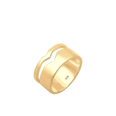 Afbeelding van Elli GEO Cutout Basic Trend Ring goldcoloured, Dames, Maat: 54, Gold coloured