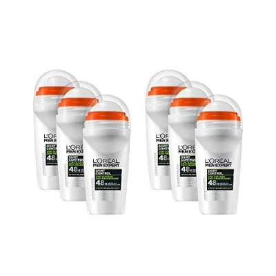 Afbeelding van LOL&#039;Oréal Men Expert Deodorant voor heren, vlekverwijderaar met intens verkwikkende geur maximaal 48 uur frisheid, Shirt Protect, 6 x 50 ml