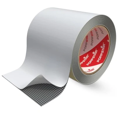 Afbeelding van Poppstar vliegengaas tape (2 m x 5 cm, grijs) reparatiestrip voor deuren en ramen
