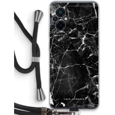 Afbeelding van Case Company® hoesje met Koord geschikt voor Xiaomi Poco M5 Zwart Marmer Telefoonhoesje Bescherming aan alle Kanten en Over de Schermrand