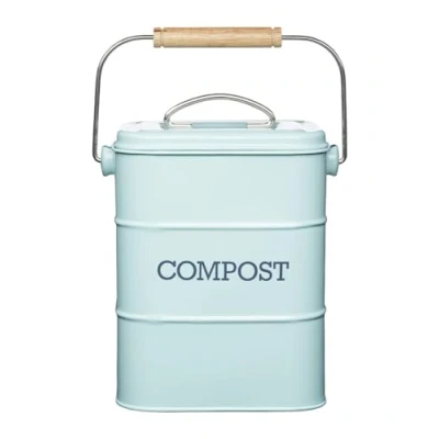 Image de Kitchen craft living nostalgia 3 l acier poubelle à compost bleu vintage
