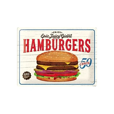 Image de Nostalgic Art 23240, USA, hamburgers, plaque en métal 30 x 40 cm