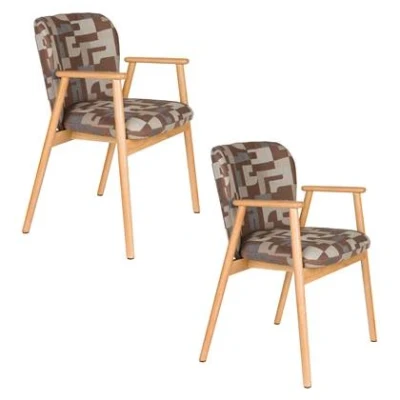 Afbeelding van Housecraft Living Kenna Eetkamerstoel met armleuning Hout Set van 2
