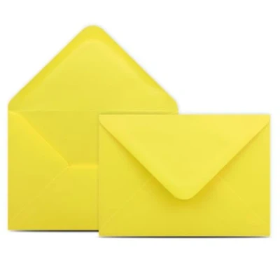Afbeelding van Colours 4 you Enveloppen, 50 stuks, DIN C6, geel, 11,4 x 16,2 cm, enveloppen met 100 g/m², natte sluiting, puntige klep, zonder venster